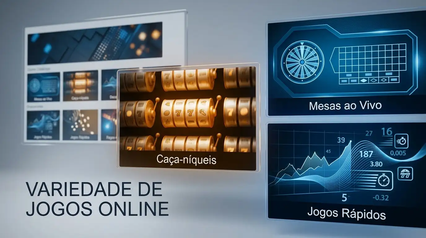Ecrãs abstratos de jogos de casino com roleta, cartas e grelhas de slots sem interface real